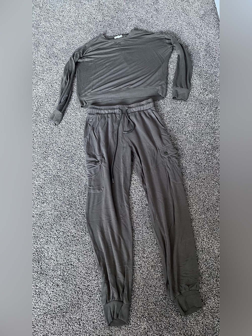 Women's Cargo Jogger Pant with matching sweatshirt - khaki